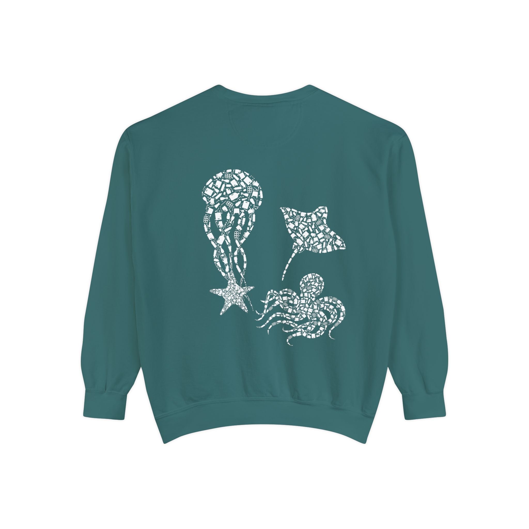 Jellyfish Manta Ray Kraken Starfish Cottagecore Pullover, Marine Biologist Sweatshirt, Birthday Gift - Sweatshirt - Chromatic Safari - Blue Spruce - S
