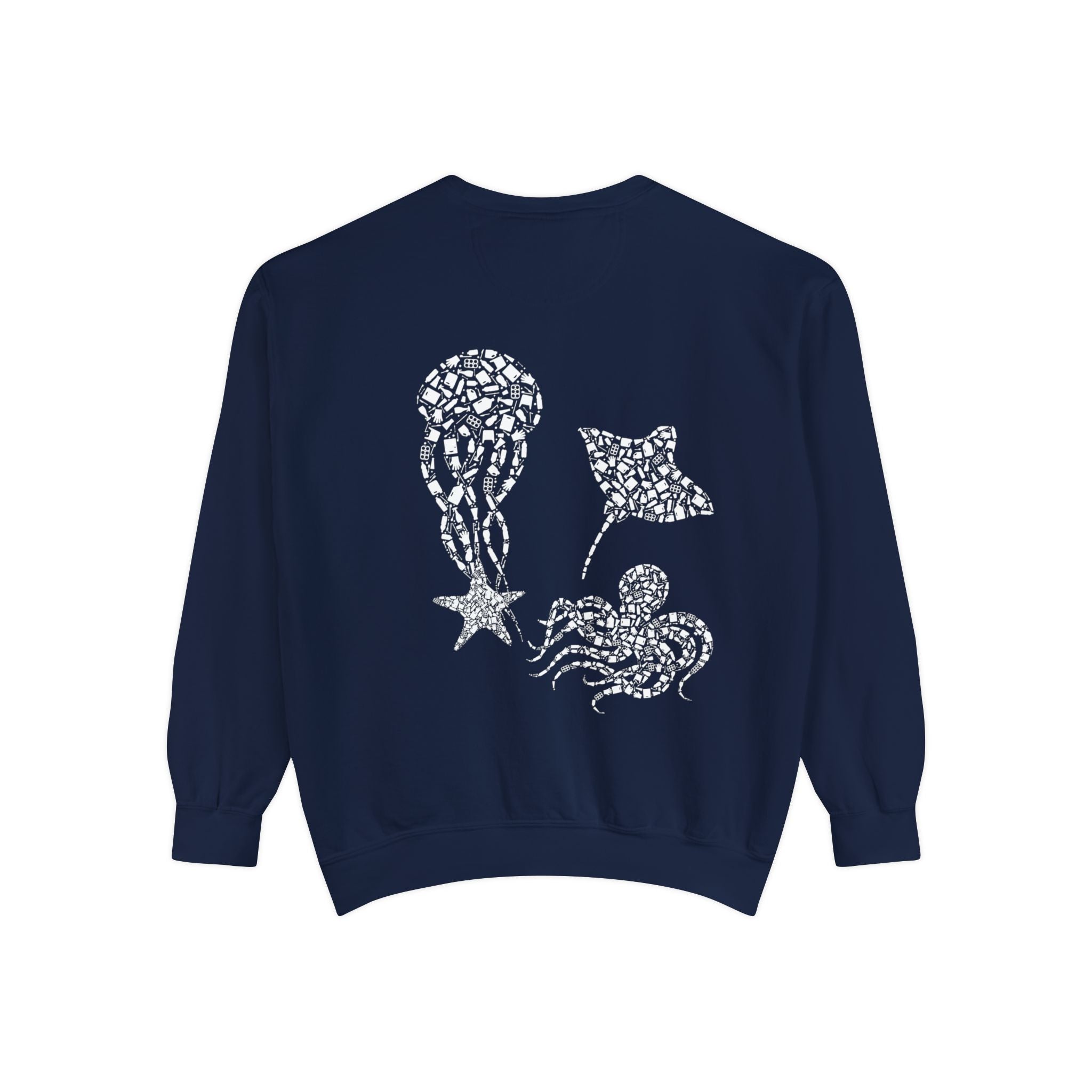 Jellyfish Manta Ray Kraken Starfish Cottagecore Pullover, Marine Biologist Sweatshirt, Birthday Gift - Sweatshirt - Chromatic Safari - True Navy - S