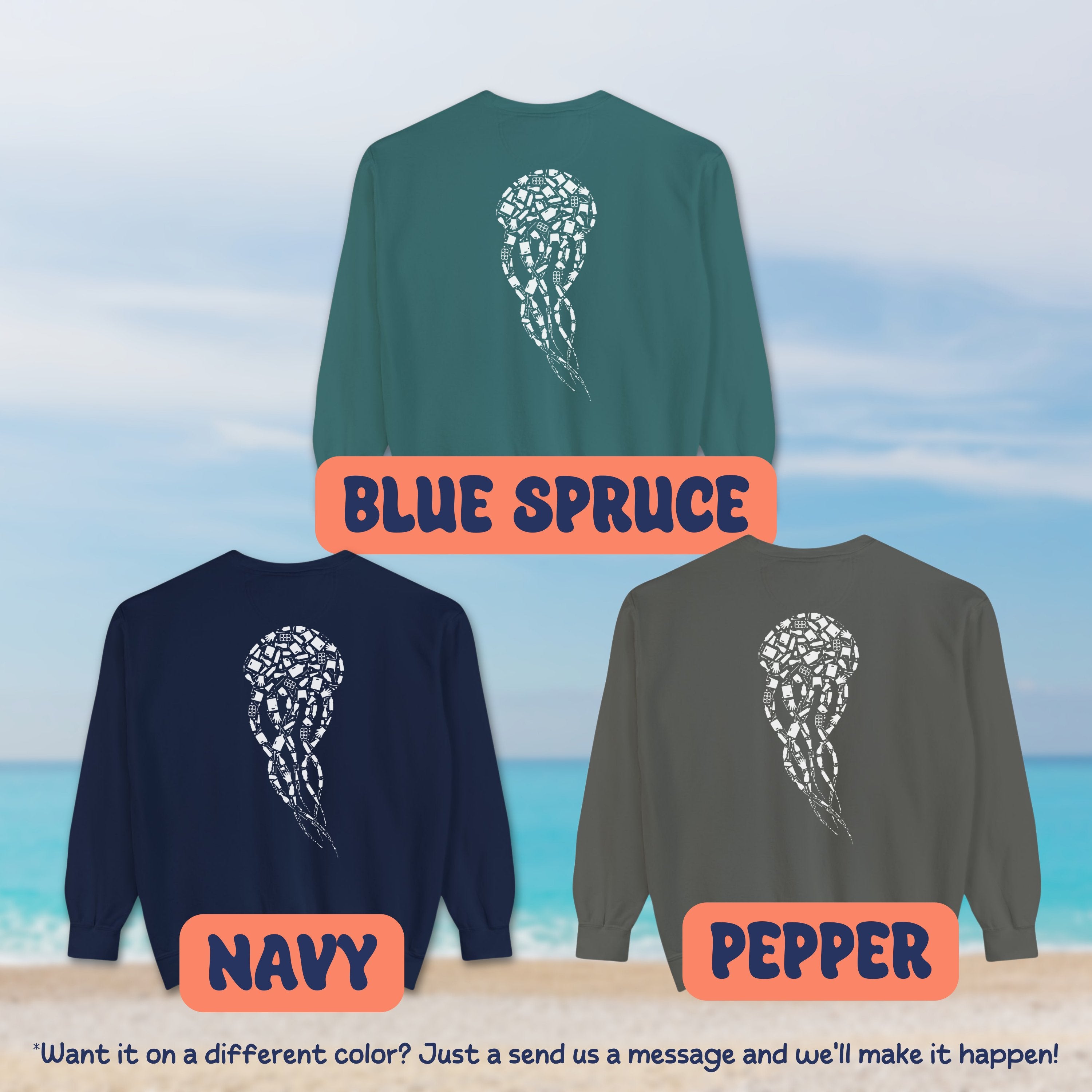 Jellyfish Sea Animals Pullover, Ocean Conservation Marine Biologist Sweatshirt, Birthday Gift - Sweatshirt - Chromatic Safari - Pepper - S