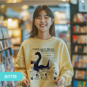 Loch Ness Monster Anatomy Shirt Pullover, Marine Animals Vintage Cryptid Sweatshirt, Gift For Her or Him - Sweatshirt - Chromatic Safari - Butter - S