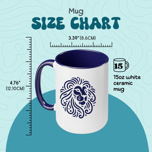 Manatee Mug Two - toned Woodcut Design, Ocean Conservation Gift 15 oz Ceramic Coffee Cup, Perfect Gift for Sea Mammal Lovers Conservationists - Mug - Chromatic Safari - 15oz - Blue