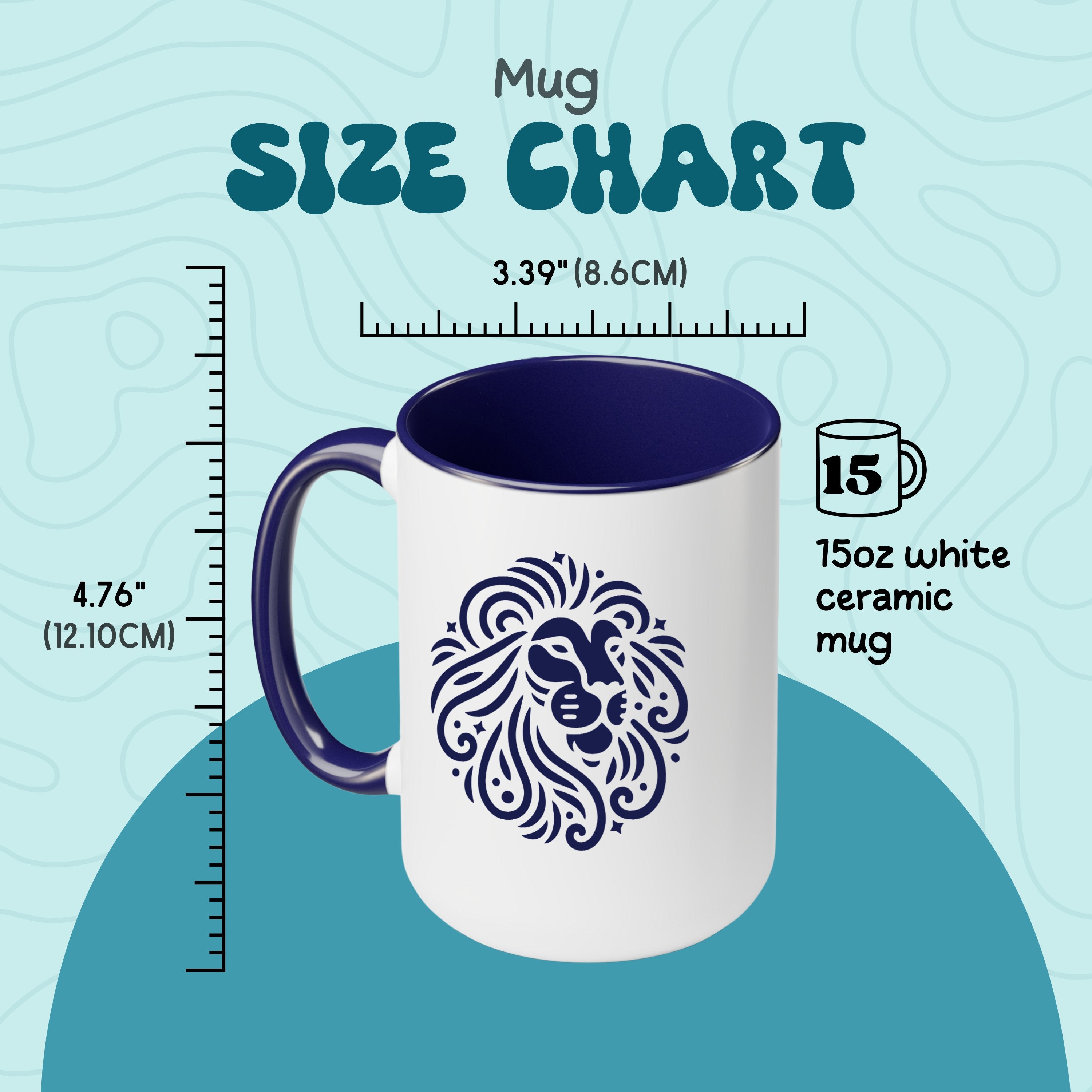 Manatee Mug Two - toned Woodcut Design, Ocean Conservation Gift 15 oz Ceramic Coffee Cup, Perfect Gift for Sea Mammal Lovers Conservationists - Mug - Chromatic Safari - 15oz - Blue