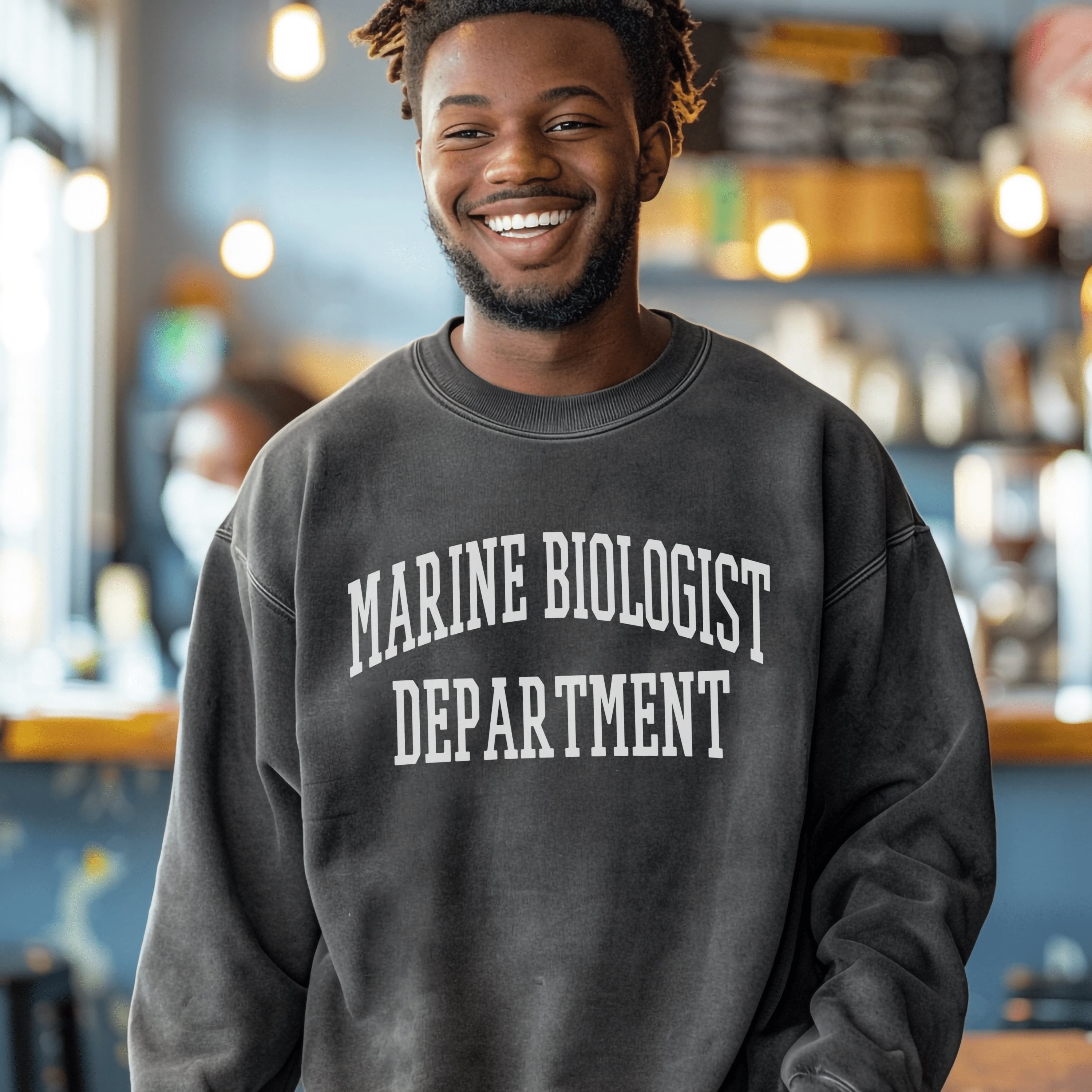 Marine Biology Department Sweatshirt, Ocean Conservation Tee, Unisex Trendy Biology Shirt, Gift For Biologist - Sweatshirt - Chromatic Safari - Charcoal - S
