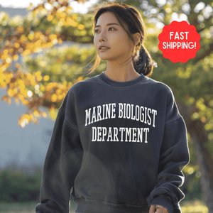 Marine Biology Department Sweatshirt, Ocean Conservation Tee, Unisex Trendy Biology Shirt, Gift For Biologist - Sweatshirt - Chromatic Safari - Charcoal - S