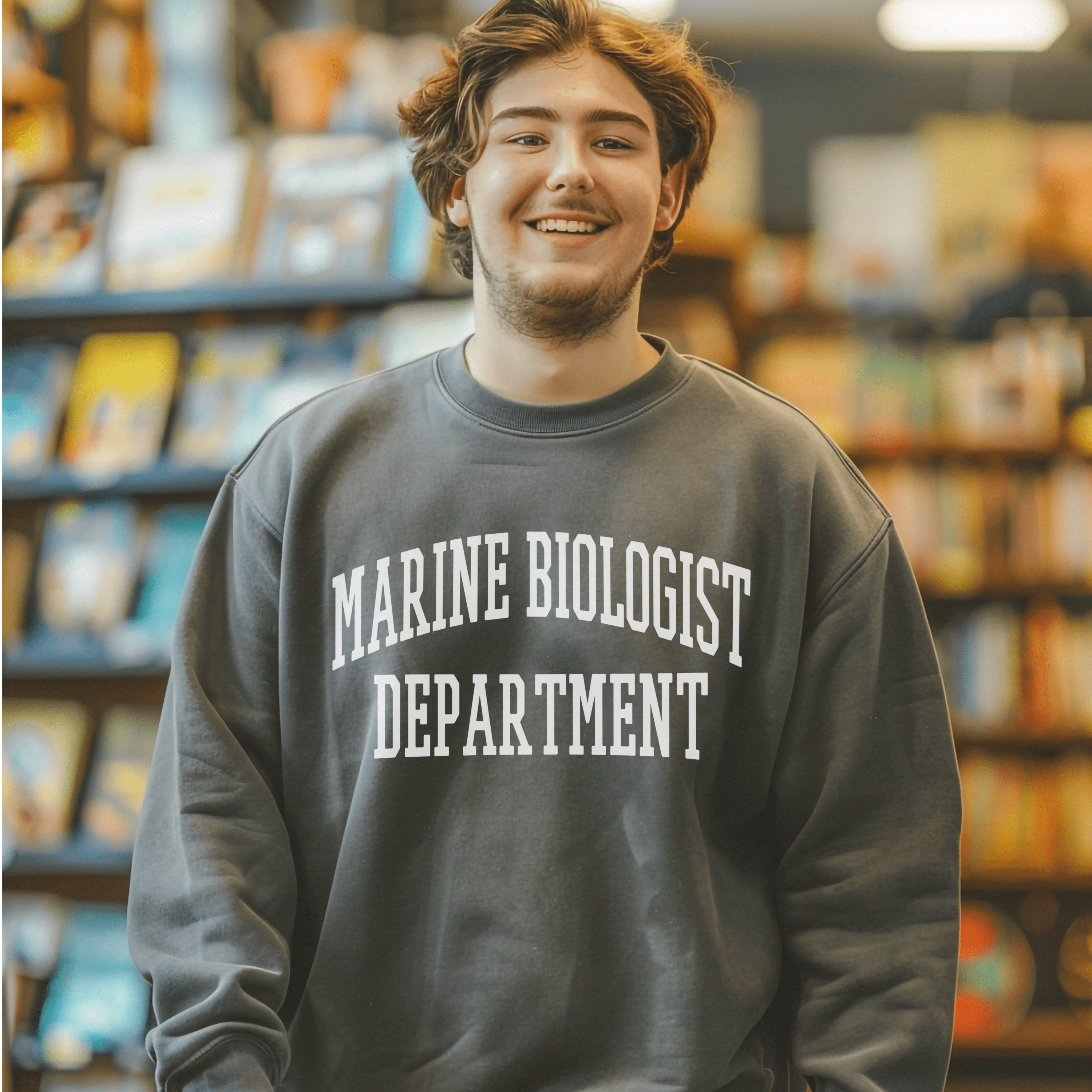 Marine Biology Department Sweatshirt, Ocean Conservation Tee, Unisex Trendy Biology Shirt, Gift For Biologist - Sweatshirt - Chromatic Safari - Charcoal - S