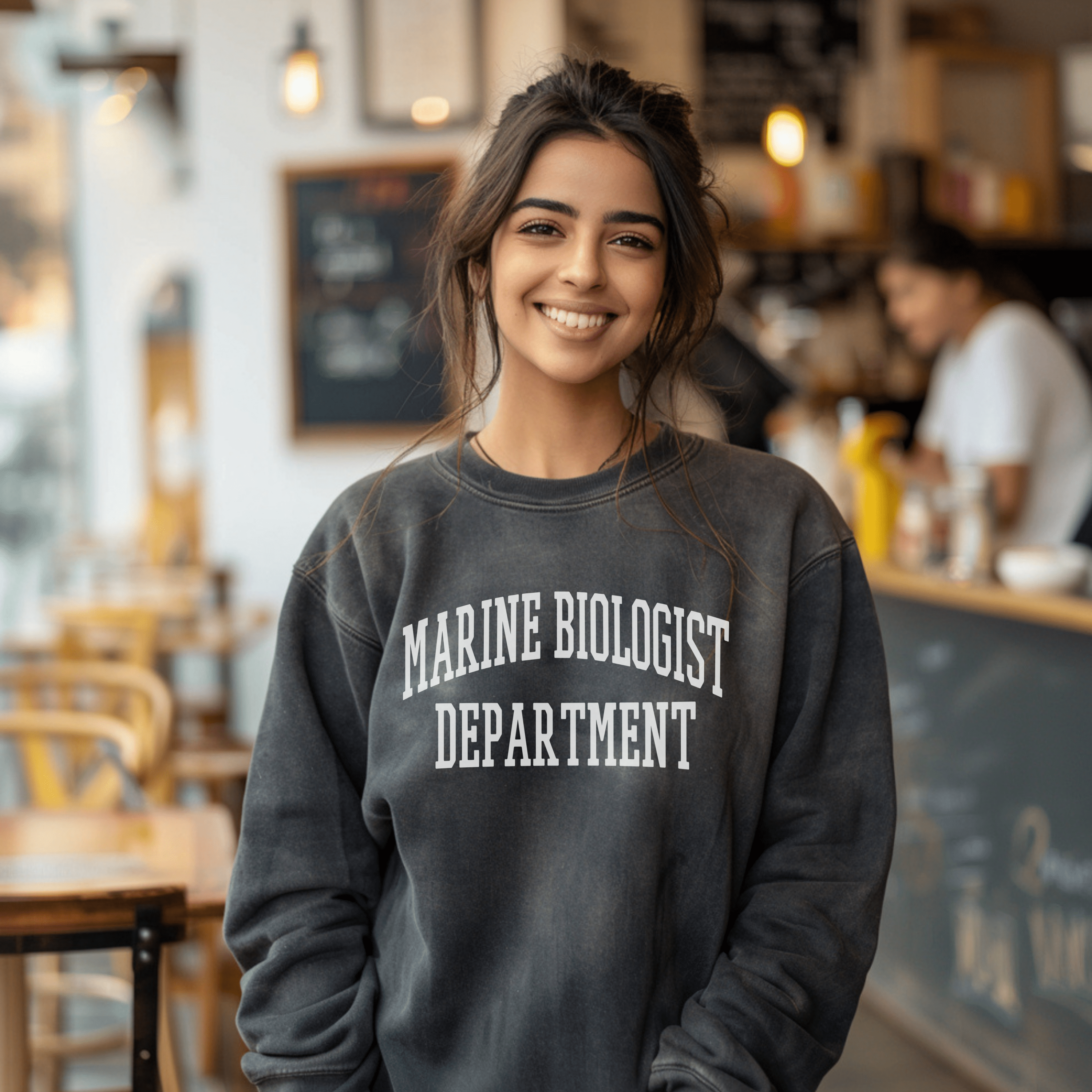 Marine Biology Department Sweatshirt, Ocean Conservation Tee, Unisex Trendy Biology Shirt, Gift For Biologist - Sweatshirt - Chromatic Safari - Charcoal - S