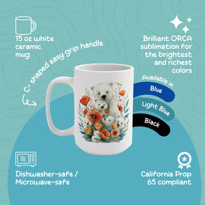 Mom Orca Whale Coffee Cup, 15 oz Ocean Theme Mum Mug, Gift For Mothers Day - Mug - Chromatic Safari - 15oz -