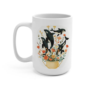 Mom Orca Whale Coffee Cup, 15 oz Ocean Theme Mum Mug, Gift For Mothers Day - Mug - Chromatic Safari - 15oz -