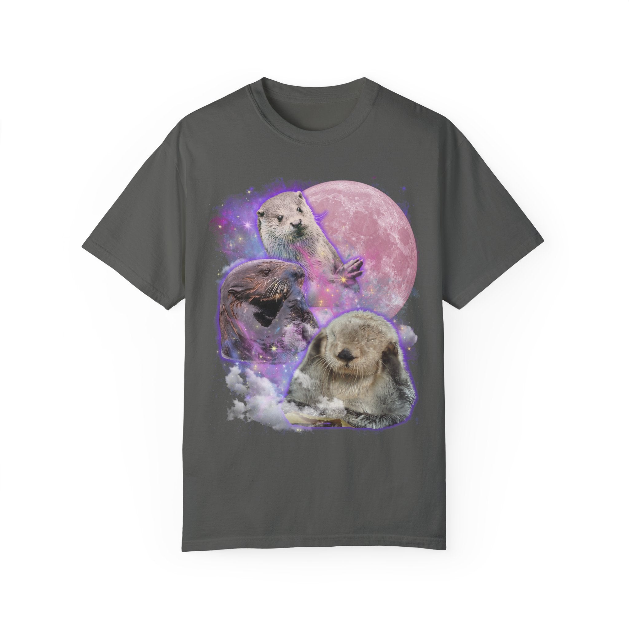 Moon Sea Otter Bootleg Vintage Graphic Tee, Marine Biology Fun Band Shirt, Gift for Marine Biologist - T-Shirt - Chromatic Safari - Pepper - S