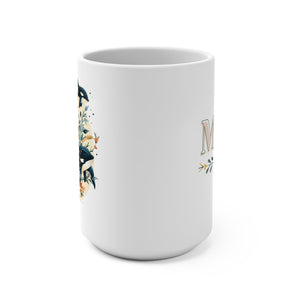 Mothers Day Mug Gift, Floral Orca Whale Mum Mug, Gift For Best Mom - Mug - Chromatic Safari - 15oz -