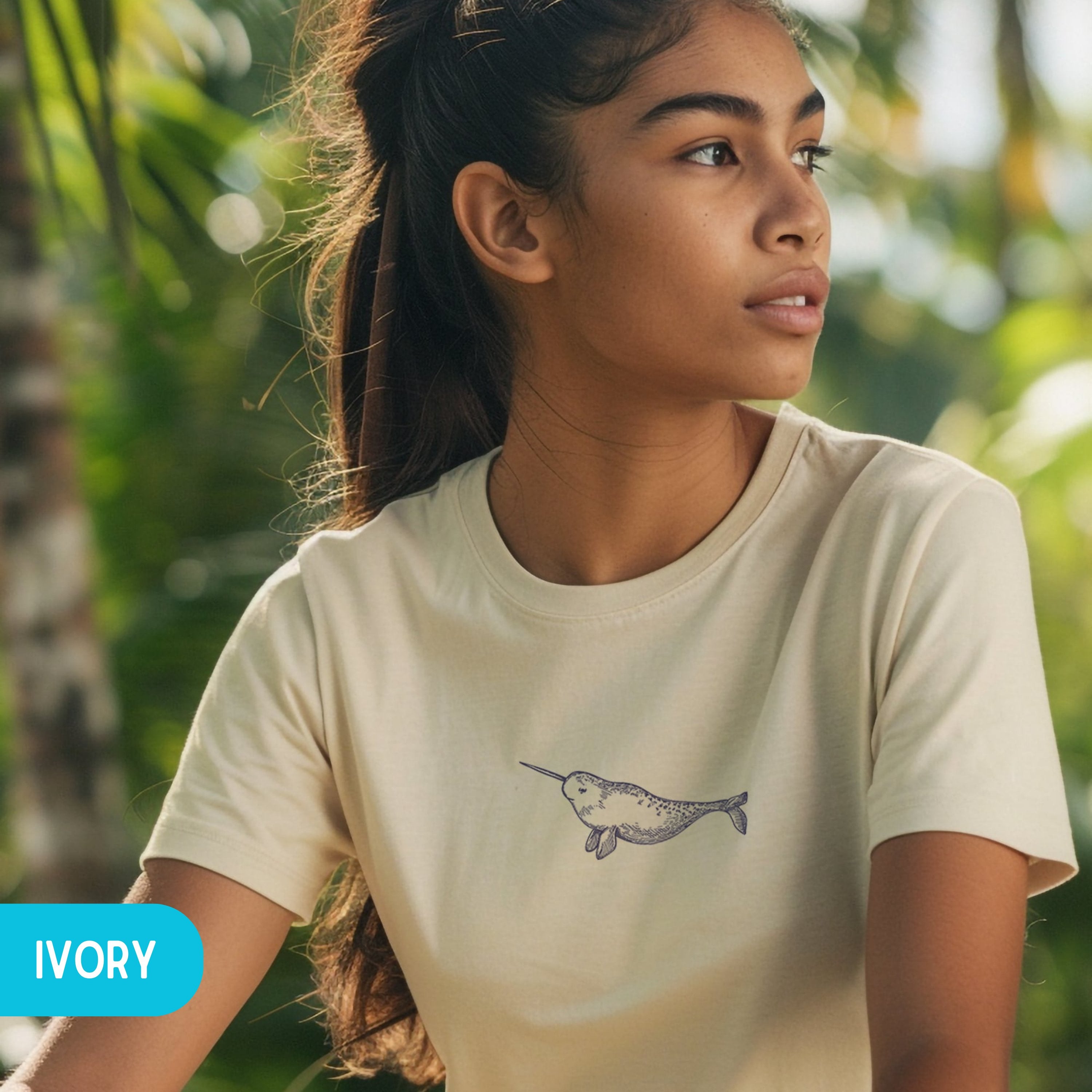 Narwhal Shirt Illustration Comfort Color Tee, Environmentalist Ocean Conservation Marine Biology Gift, Ocean Marine Life Environmentalist - T-Shirt - Chromatic Safari - Chalky Mint - S