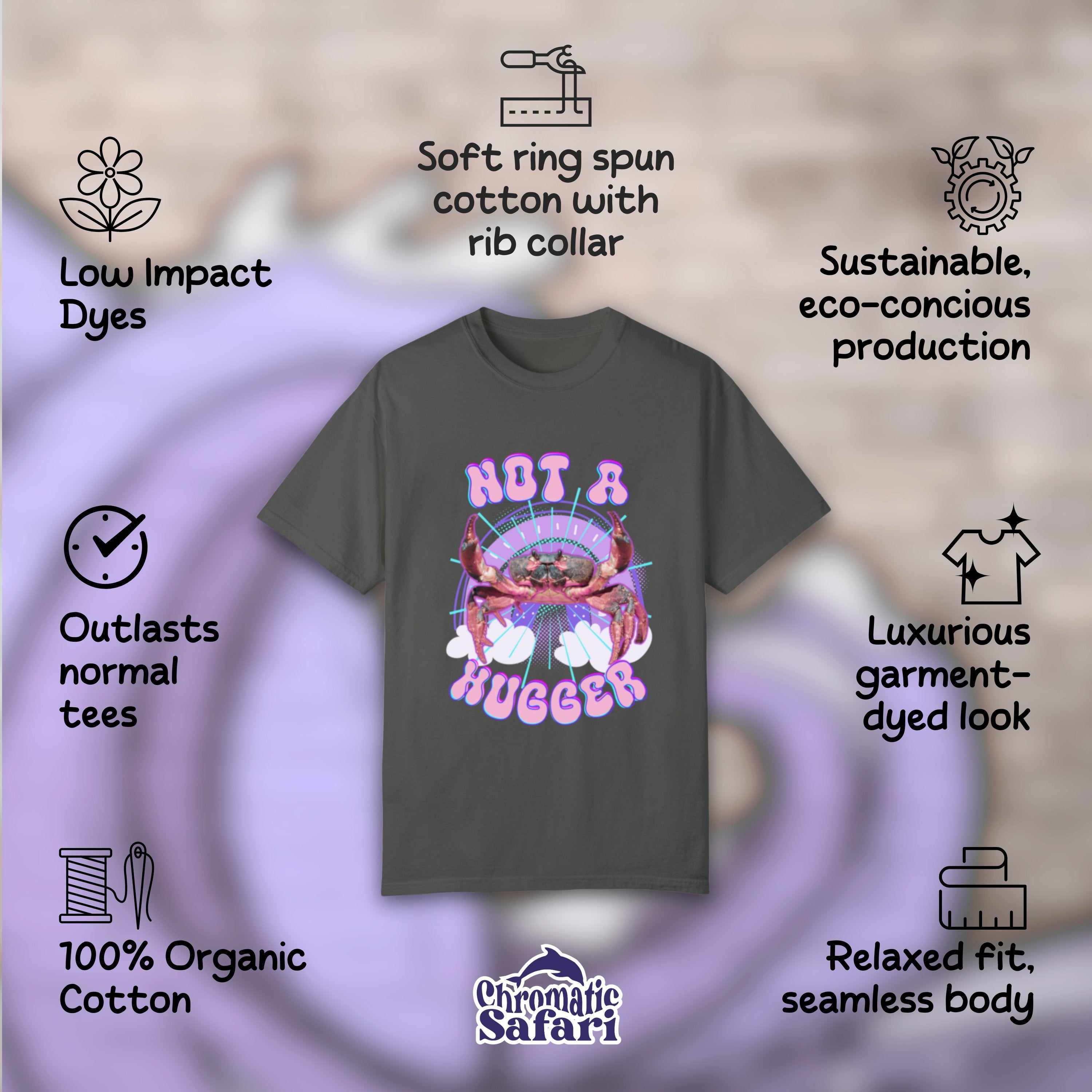 Not A Hugger Retro Bootleg Rap Tee Crab Band Shirt, Fun Ocean Conservation Vintage 90s Tee, Gift For Daughter, Wife or Girlfriend - T - Shirt - Chromatic Safari - Pepper - S