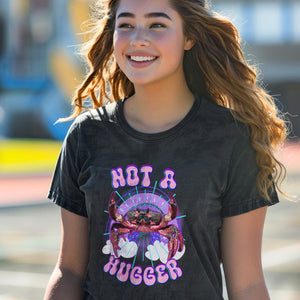 Not A Hugger Retro Bootleg Rap Tee Crab Band Shirt, Fun Ocean Conservation Vintage 90s Tee, Gift For Daughter, Wife or Girlfriend - T - Shirt - Chromatic Safari - Pepper - S
