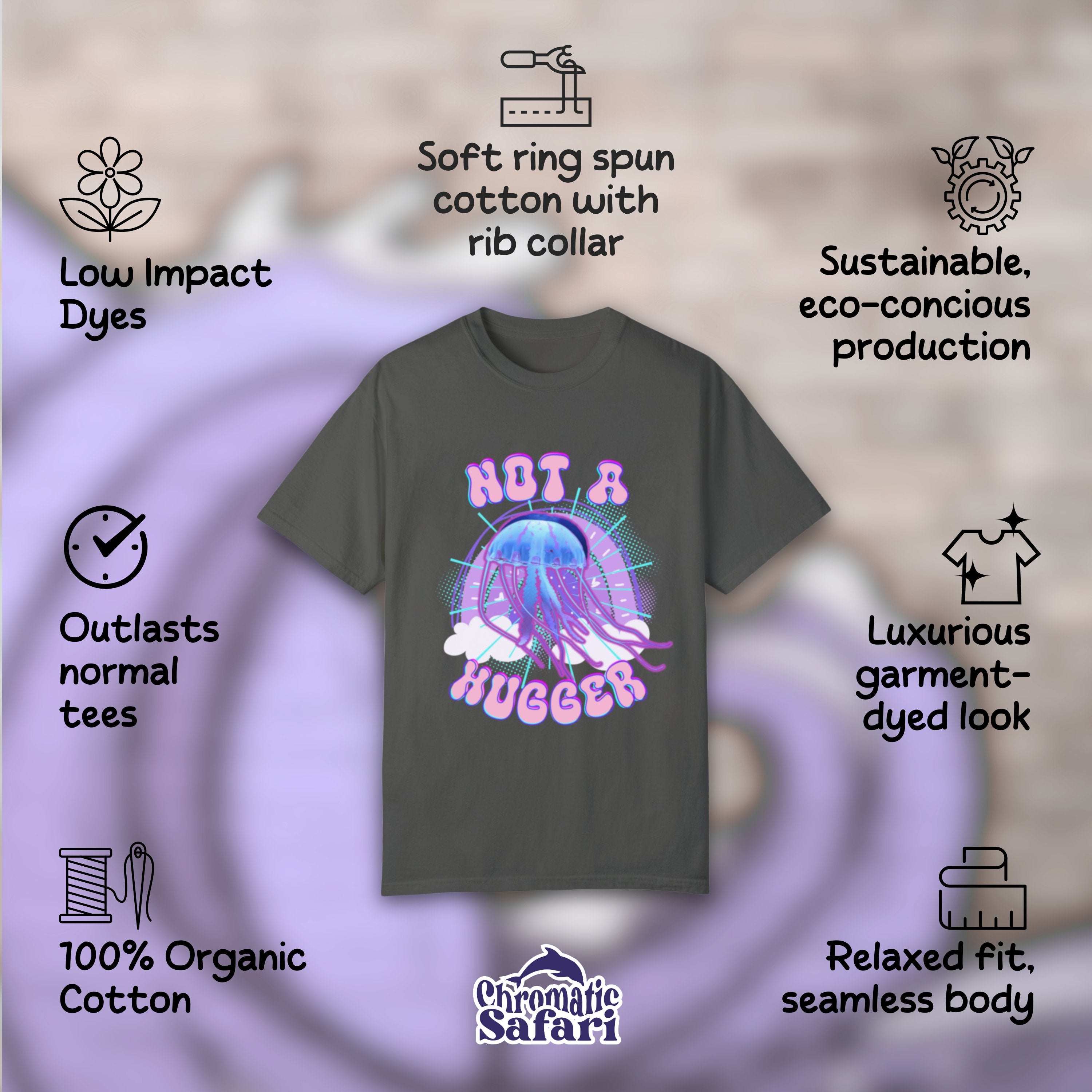 Not A Hugger Retro Bootleg Rap Tee Jellyfish Band Shirt, Fun Ocean Conservation Vintage 90s Tee, Gift For Wife or Girlfriend - T - Shirt - Chromatic Safari - Pepper - S