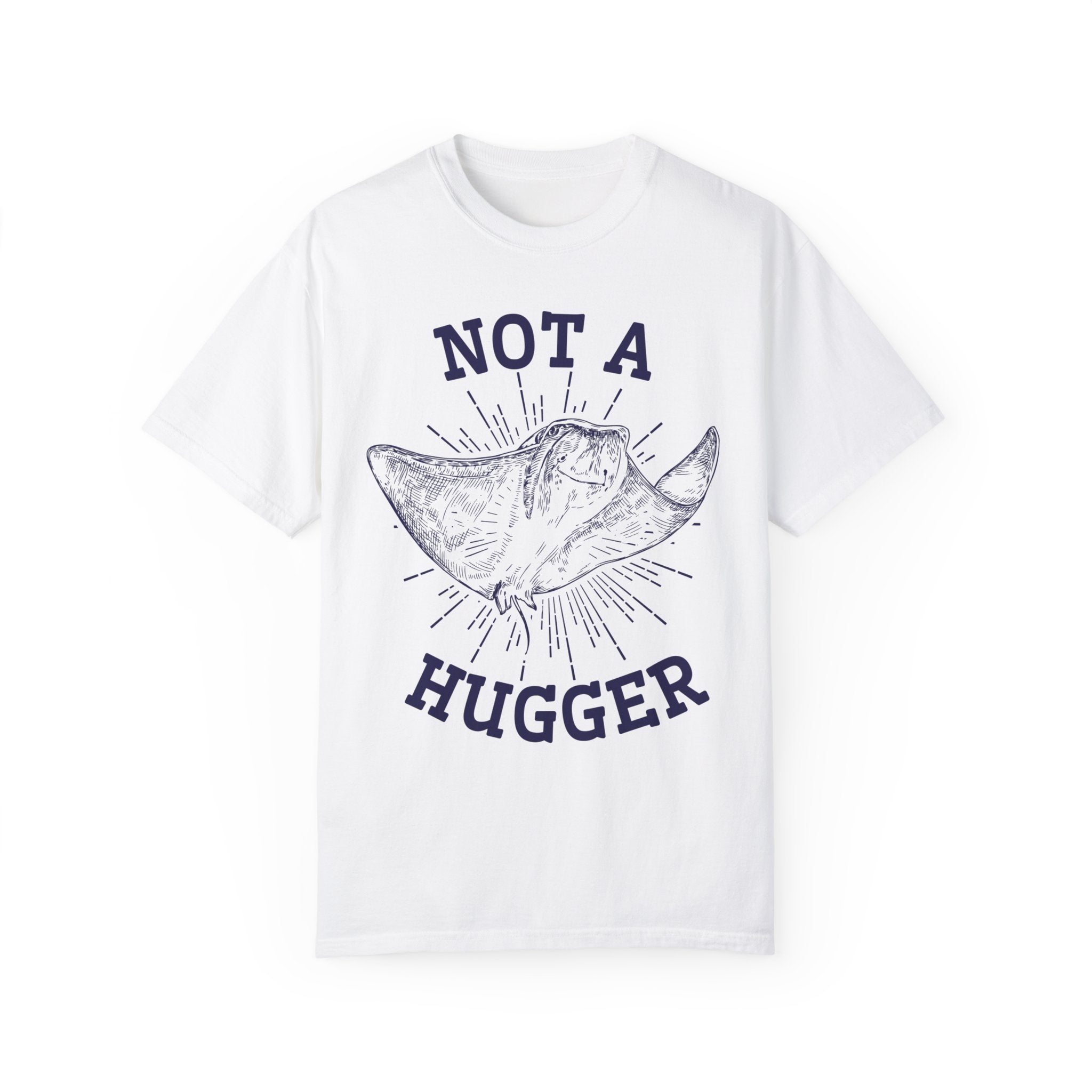 Not A Hugger Stingray Shirt, Fun Ocean Conservation Vintage 90s Tee, Gift For Surfers or Divers - T - Shirt - Chromatic Safari - White - S