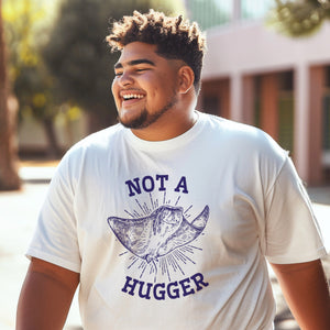 Not A Hugger Stingray Shirt, Fun Ocean Conservation Vintage 90s Tee, Gift For Surfers or Divers - T - Shirt - Chromatic Safari - White - S