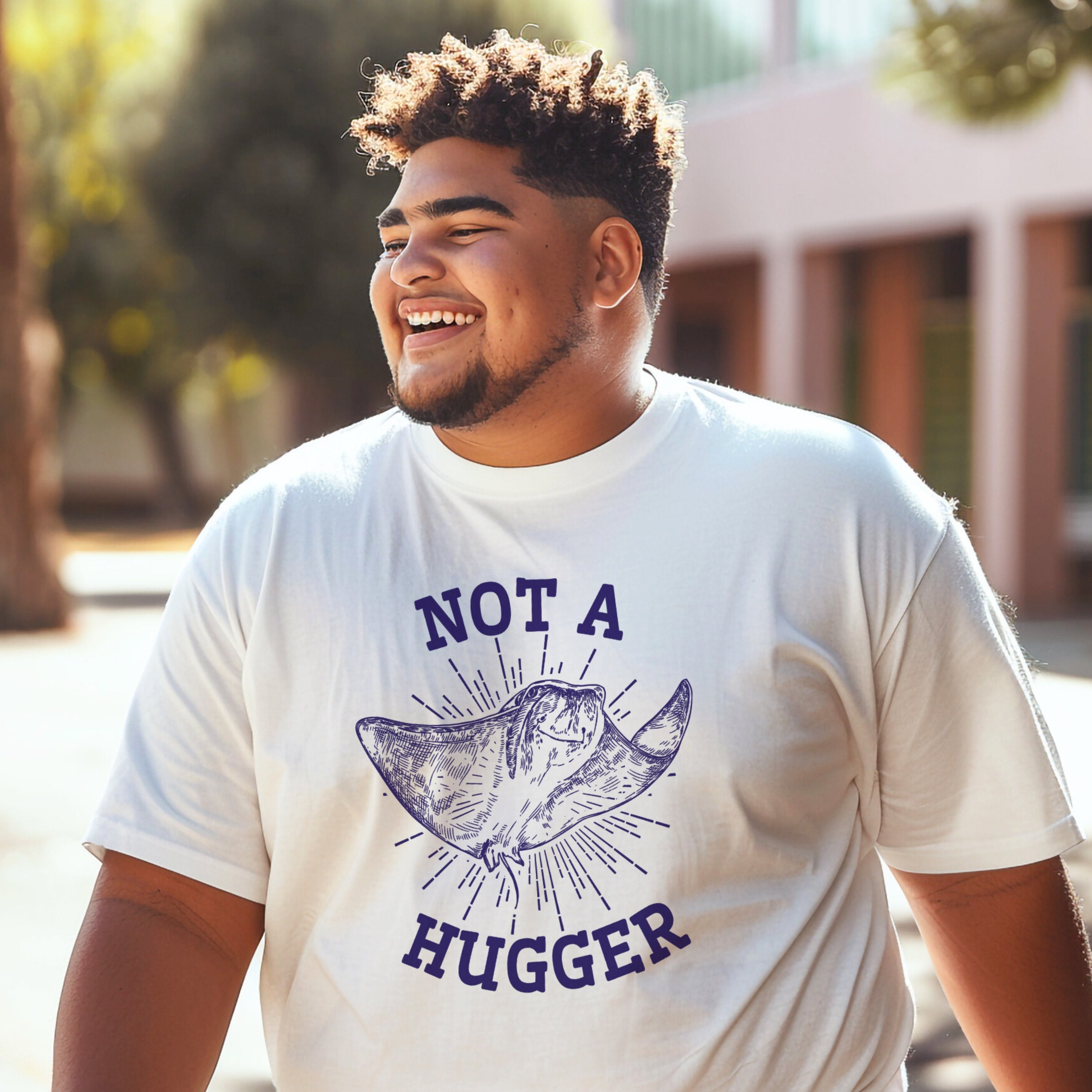 Not A Hugger Stingray Shirt, Fun Ocean Conservation Vintage 90s Tee, Gift For Surfers or Divers - T - Shirt - Chromatic Safari - White - S