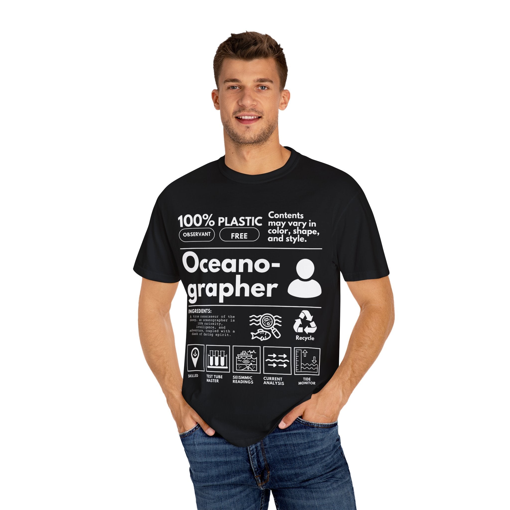 Oceanography Shirt, Marine Biologist Tee, Ocean Conservation Shirt, Vacation Tee, Marine Life Gift - T-Shirt - Chromatic Safari - Black - S