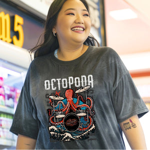 Octopoda Drummer Octopus Band Shirt, Marine Biology Fun Bootleg Shirt, Gift for Music Lover - T - Shirt - Chromatic Safari - Pepper - S