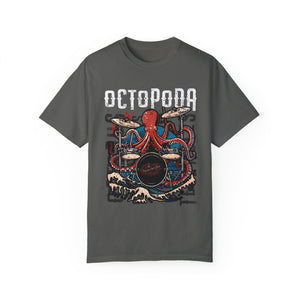 Octopoda Drummer Octopus Band Shirt, Marine Biology Fun Bootleg Shirt, Gift for Music Lover - T - Shirt - Chromatic Safari - Pepper - S