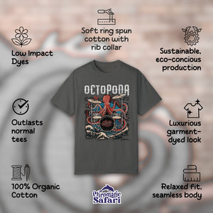 Octopoda Drummer Octopus Band Shirt, Marine Biology Fun Bootleg Shirt, Gift for Music Lover - T - Shirt - Chromatic Safari - Pepper - S