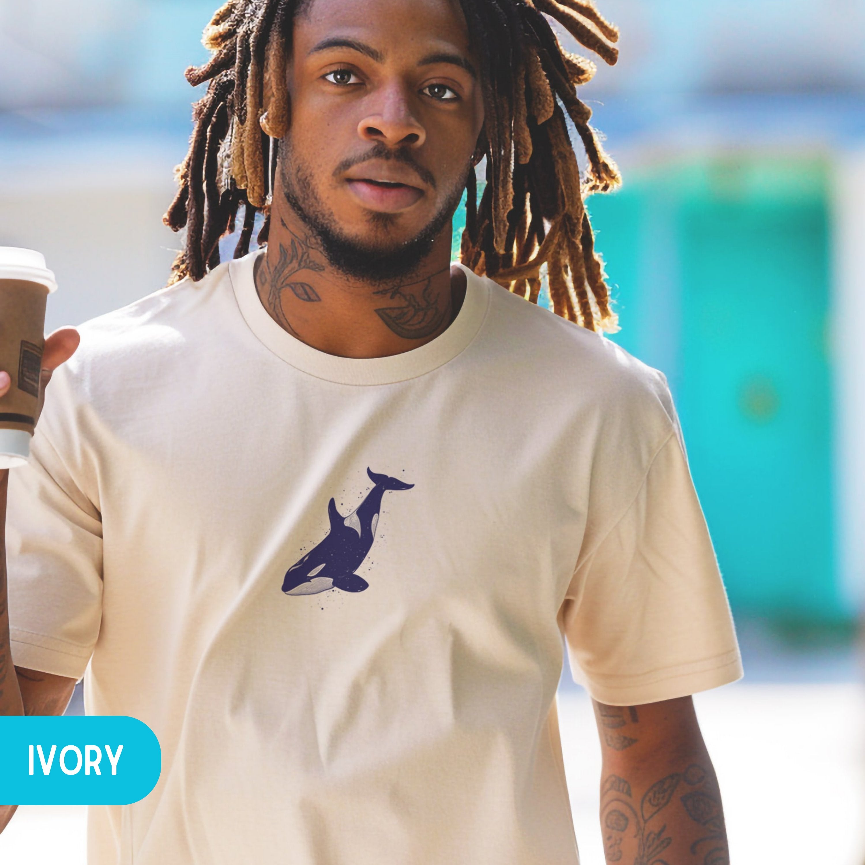 Orca Killer Whale Shirt Vintage Comfort Color Tee Environmentalist Ocean Conservation Marine Biology Gift, Diver Surfer Whale Watcher Gifts - T-Shirt - Chromatic Safari - Chalky Mint - S