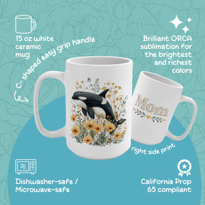 Orca Mug 15oz, Happy Mother's Day Coffee Cup, Gift For Coffee Loving Mom - Mug - Chromatic Safari - 15oz -