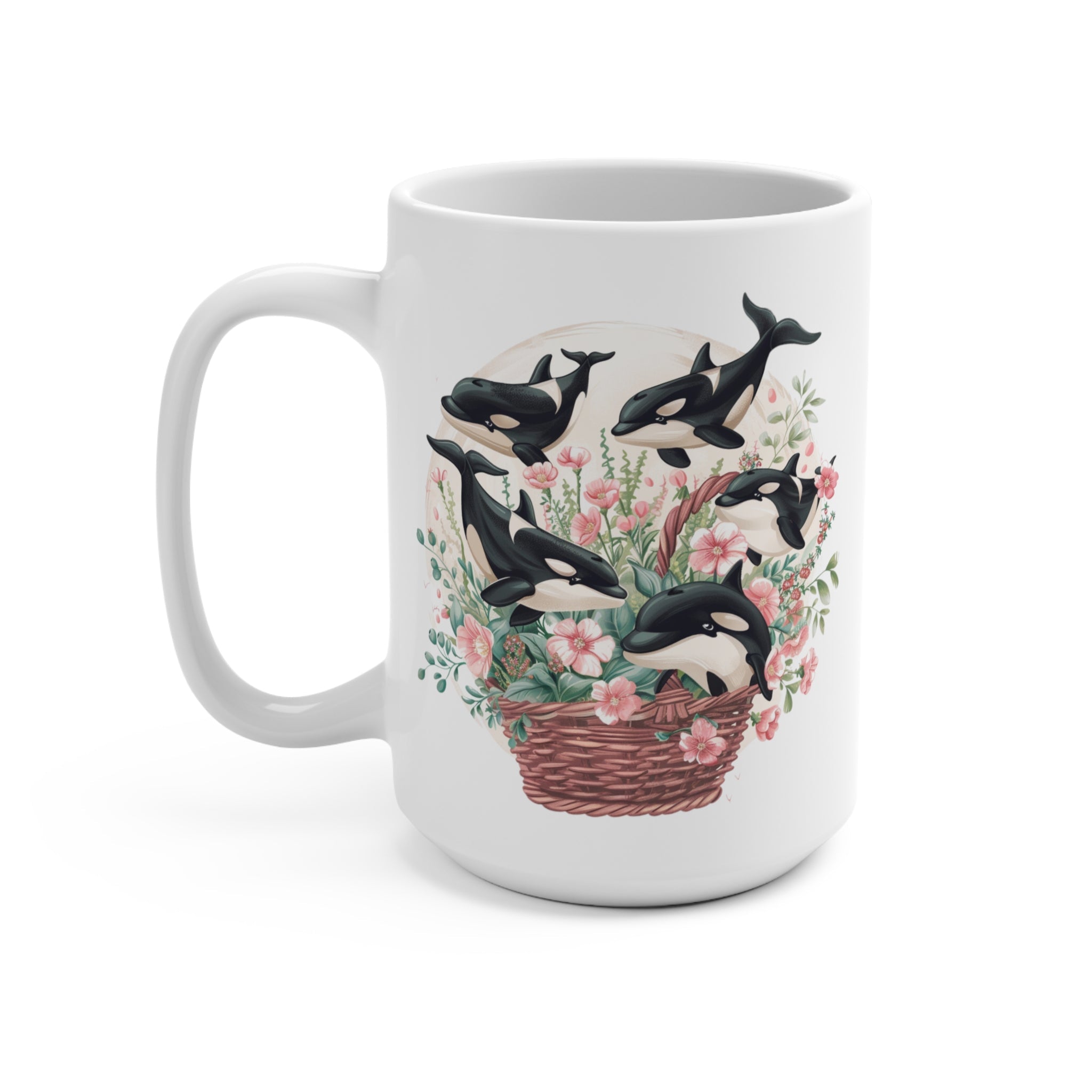 Orca Whale Mom Coffee Cup, 15 oz Mug for Mom or Grandmother, Gift for Mother's Day - Mug - Chromatic Safari - 15oz -