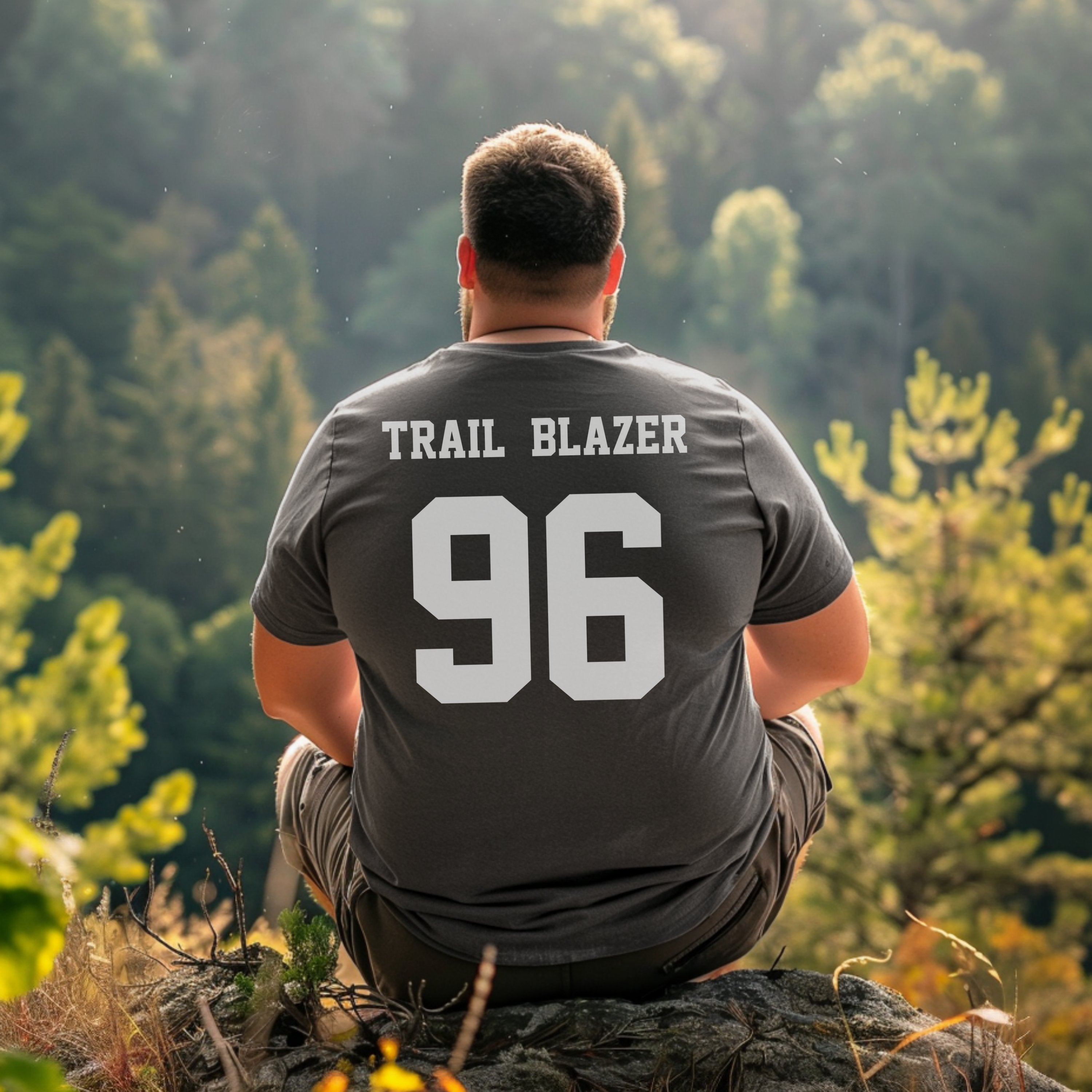 Personalized Mountaineers Tee Adventure Shirt, Trail Blazer Back Print Custom Varsity Font T-shirt, Gift for Hikers and Adventurers - T-Shirt - Chromatic Safari - Pepper - S