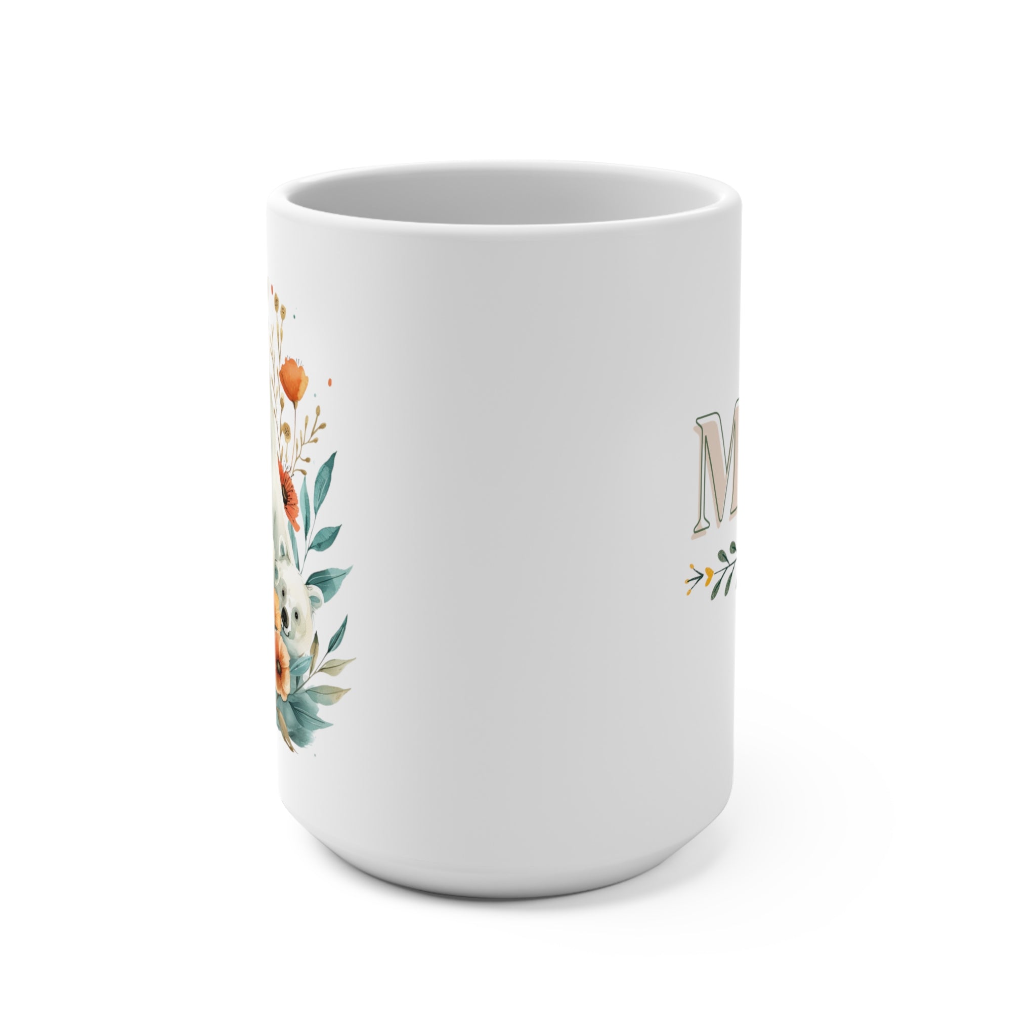 Polar Bear Mothers Day Mug, Floral Mum Coffee Cup, Gift For Grammy Mom - Mug - Chromatic Safari - 15oz -