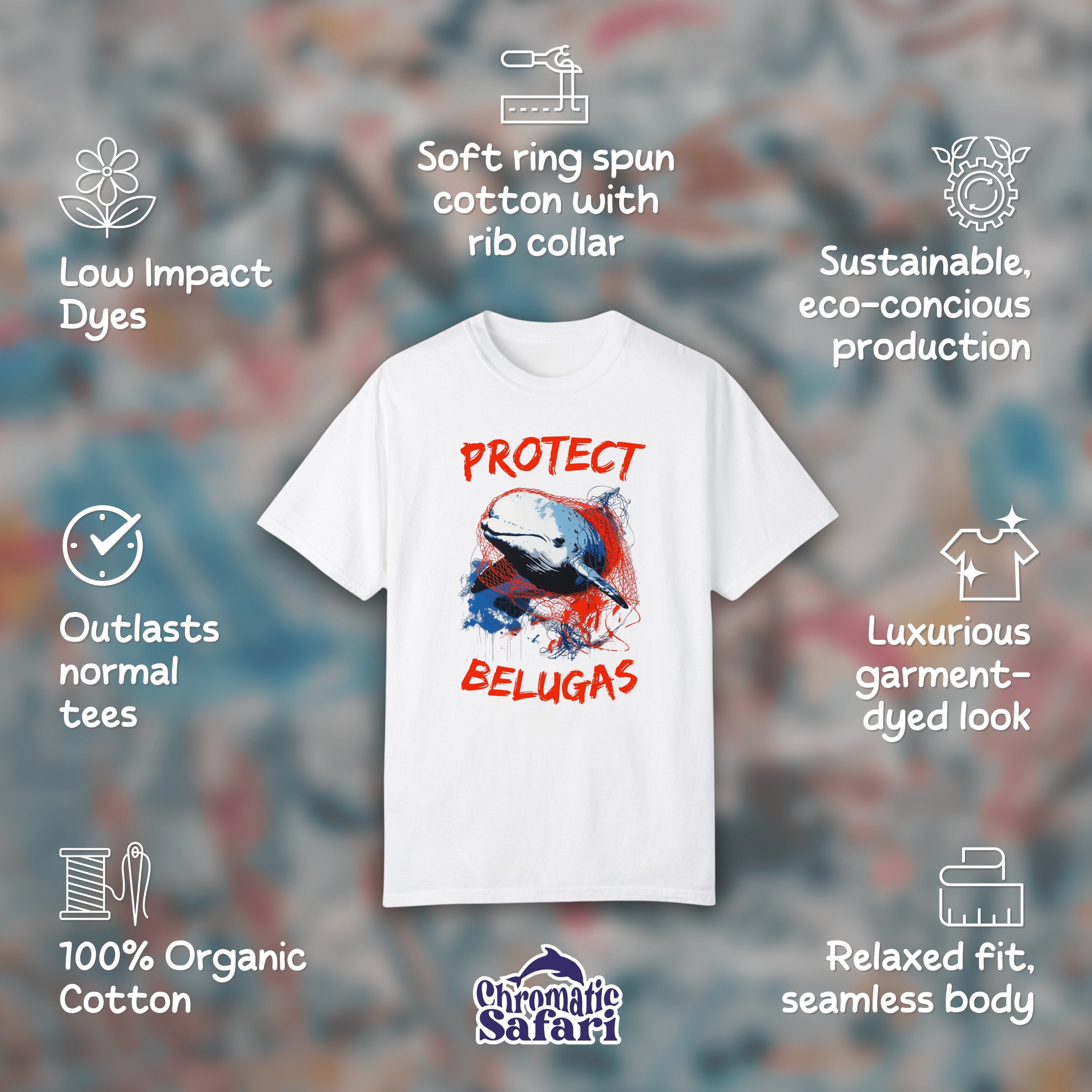 Protect Beluga Whale Awareness Shirt, Sealife Ocean Conservation Marine Biology Gift, For Locals and Conservationist - T-Shirt - Chromatic Safari - White - S