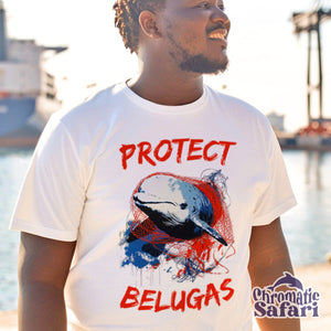 Protect Beluga Whale Awareness Shirt, Sealife Ocean Conservation Marine Biology Gift, For Locals and Conservationist - T-Shirt - Chromatic Safari - White - S