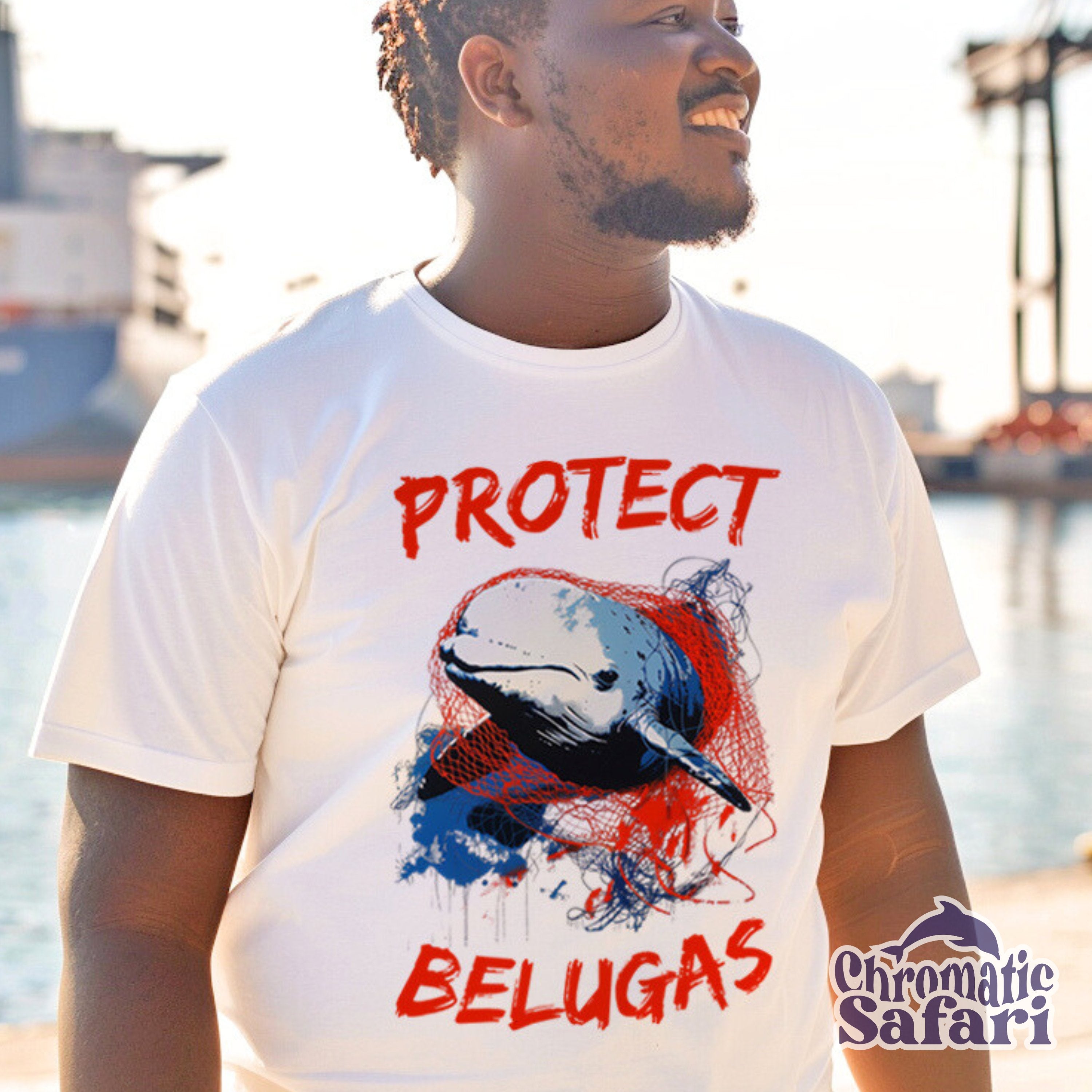 Protect Beluga Whale Awareness Shirt, Sealife Ocean Conservation Marine Biology Gift, For Locals and Conservationist - T-Shirt - Chromatic Safari - White - S