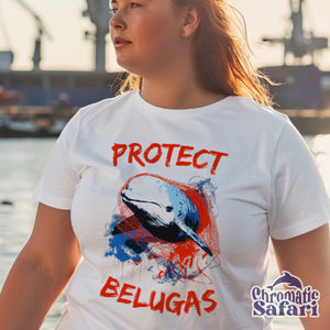 Protect Beluga Whale Awareness Shirt, Sealife Ocean Conservation Marine Biology Gift, For Locals and Conservationist - T-Shirt - Chromatic Safari - White - S