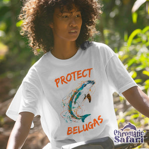 Protect Belugas Save The Ocean Shirt, Sealife Ocean Conservation Marine Biology Gift, Perfect For Scuba Diving or Gift for Locals - T - Shirt - Chromatic Safari - White - S