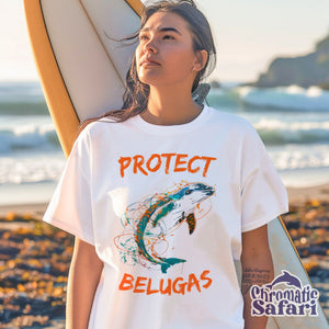 Protect Belugas Save The Ocean Shirt, Sealife Ocean Conservation Marine Biology Gift, Perfect For Scuba Diving or Gift for Locals - T - Shirt - Chromatic Safari - White - S