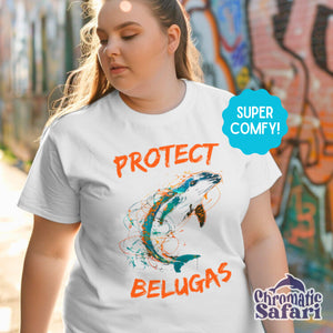 Protect Belugas Save The Ocean Shirt, Sealife Ocean Conservation Marine Biology Gift, Perfect For Scuba Diving or Gift for Locals - T - Shirt - Chromatic Safari - White - S