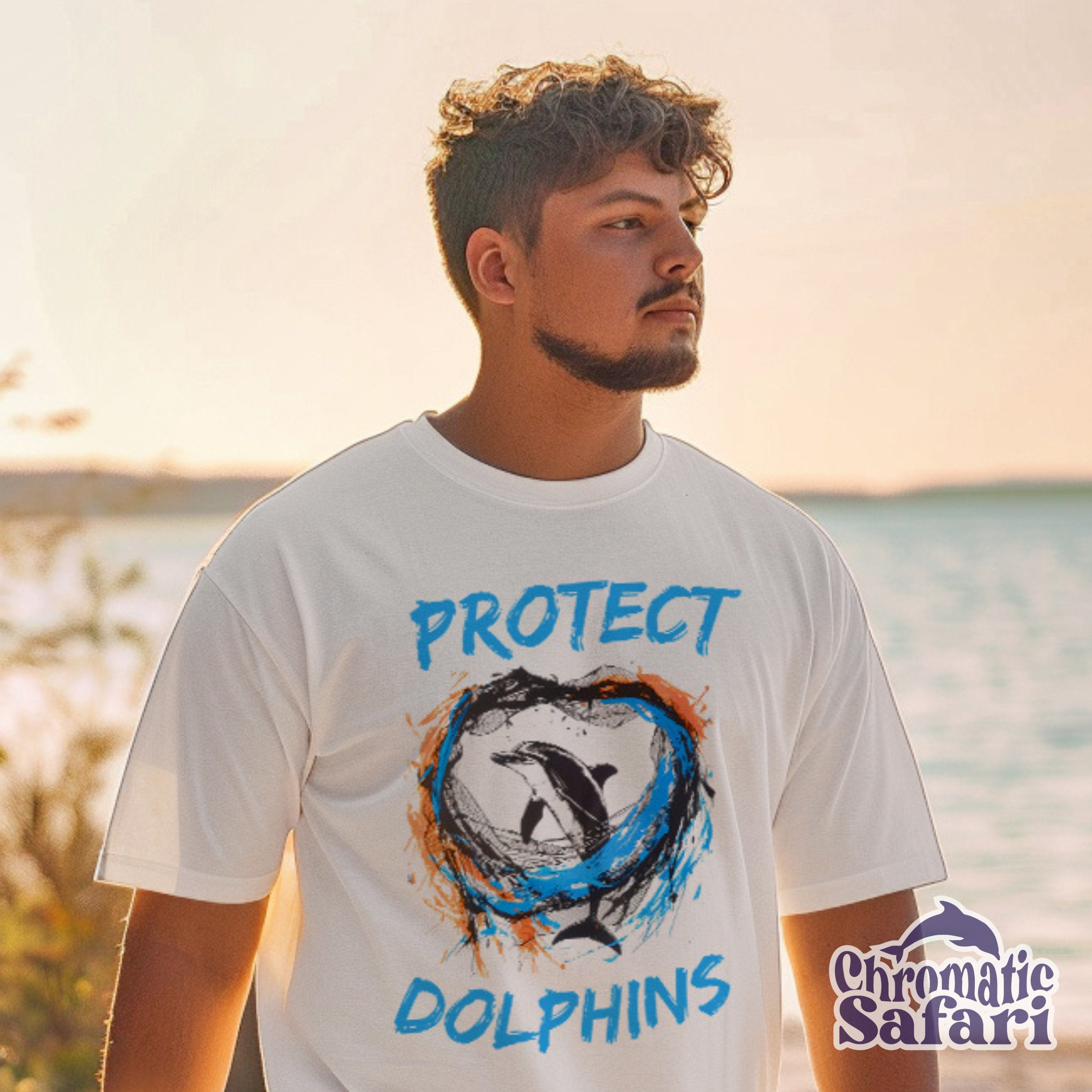 Protect Ocean Dolphin Shirt, Sealife Ocean Conservation Marine Biology Gift, For Locals Volunteers or Conservationist Gift - T - Shirt - Chromatic Safari - White - S