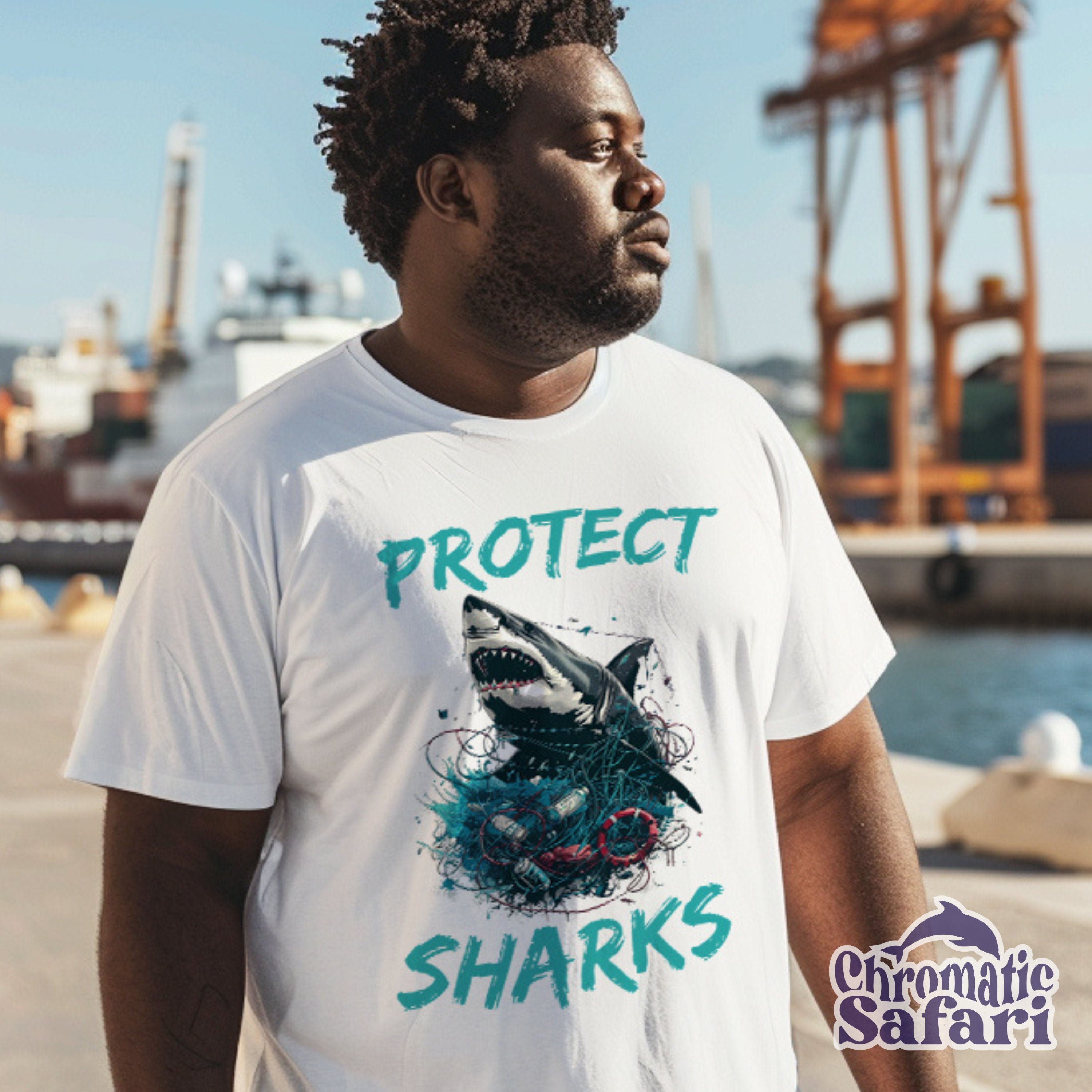 Protect Respect Local Shark Shirt, Sealife Ocean Conservation Marine Biology Gift, For Divers or Conservationist Gift - T - Shirt - Chromatic Safari - White - S