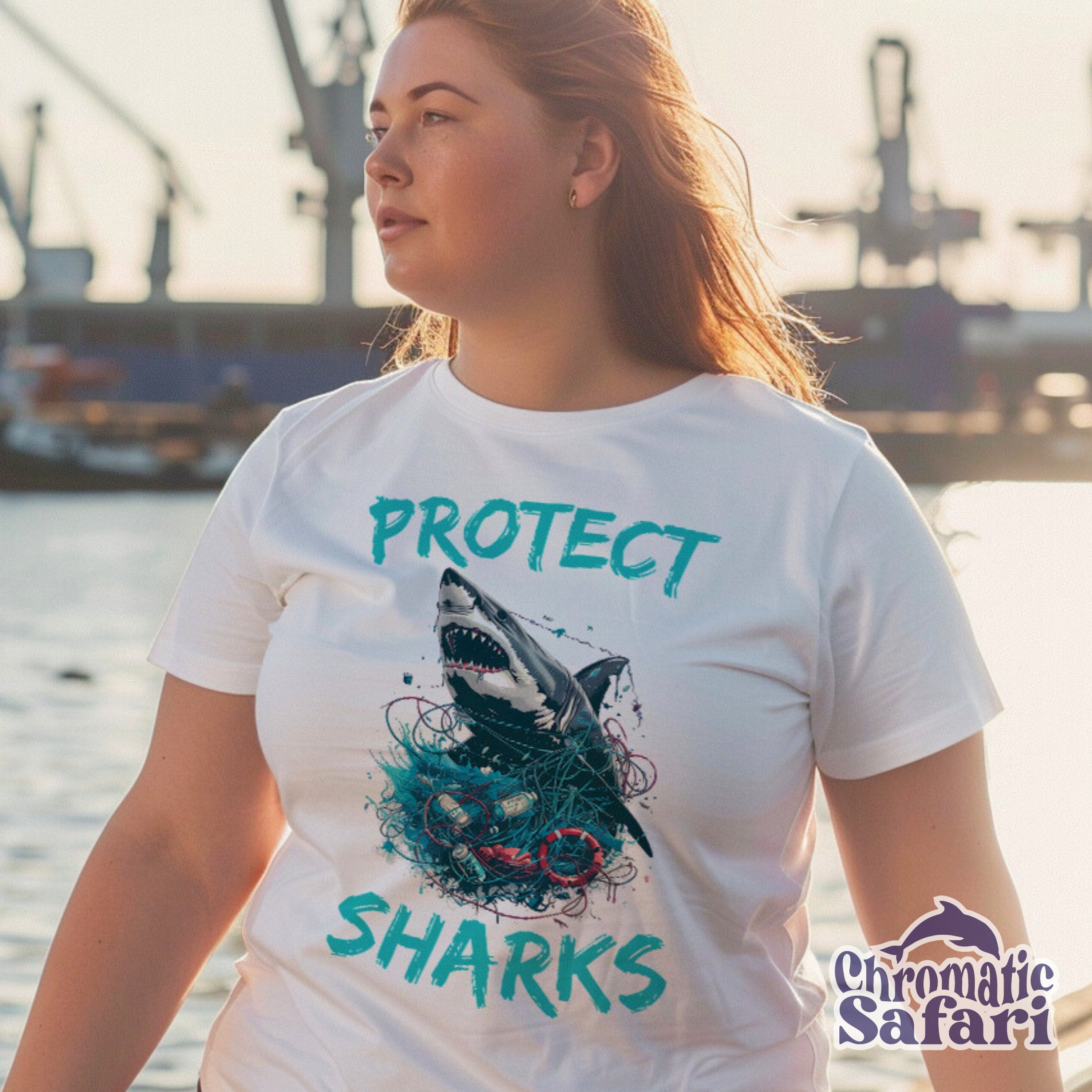 Protect Respect Local Shark Shirt, Sealife Ocean Conservation Marine Biology Gift, For Divers or Conservationist Gift - T - Shirt - Chromatic Safari - White - S