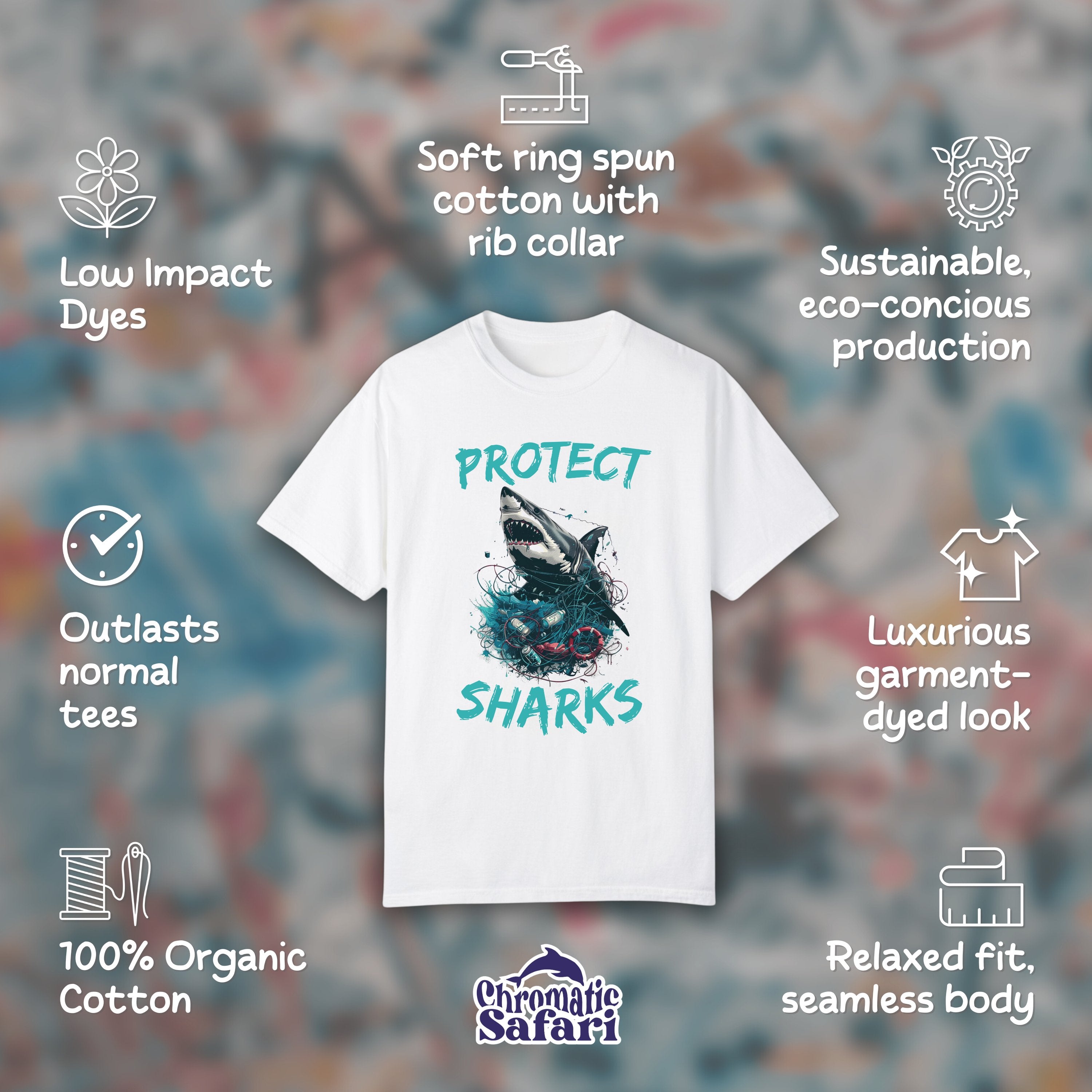 Protect Respect Local Shark Shirt, Sealife Ocean Conservation Marine Biology Gift, For Divers or Conservationist Gift - T - Shirt - Chromatic Safari - White - S