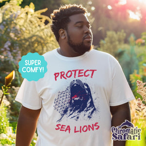 Protect Sea Lions Respect Local Shirt, Sealife Ocean Conservation Marine Biology Gift, For Volunteers or Marine Biologist Gift - T - Shirt - Chromatic Safari - White - S