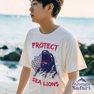 Protect Sea Lions Respect Local Shirt, Sealife Ocean Conservation Marine Biology Gift, For Volunteers or Marine Biologist Gift - T - Shirt - Chromatic Safari - White - S