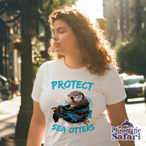 Protect Sea Otter Save The Ocean Shirt, Sealife Ocean Conservation Marine Biology Gift, For Boaters or Locals - T - Shirt - Chromatic Safari - White - S