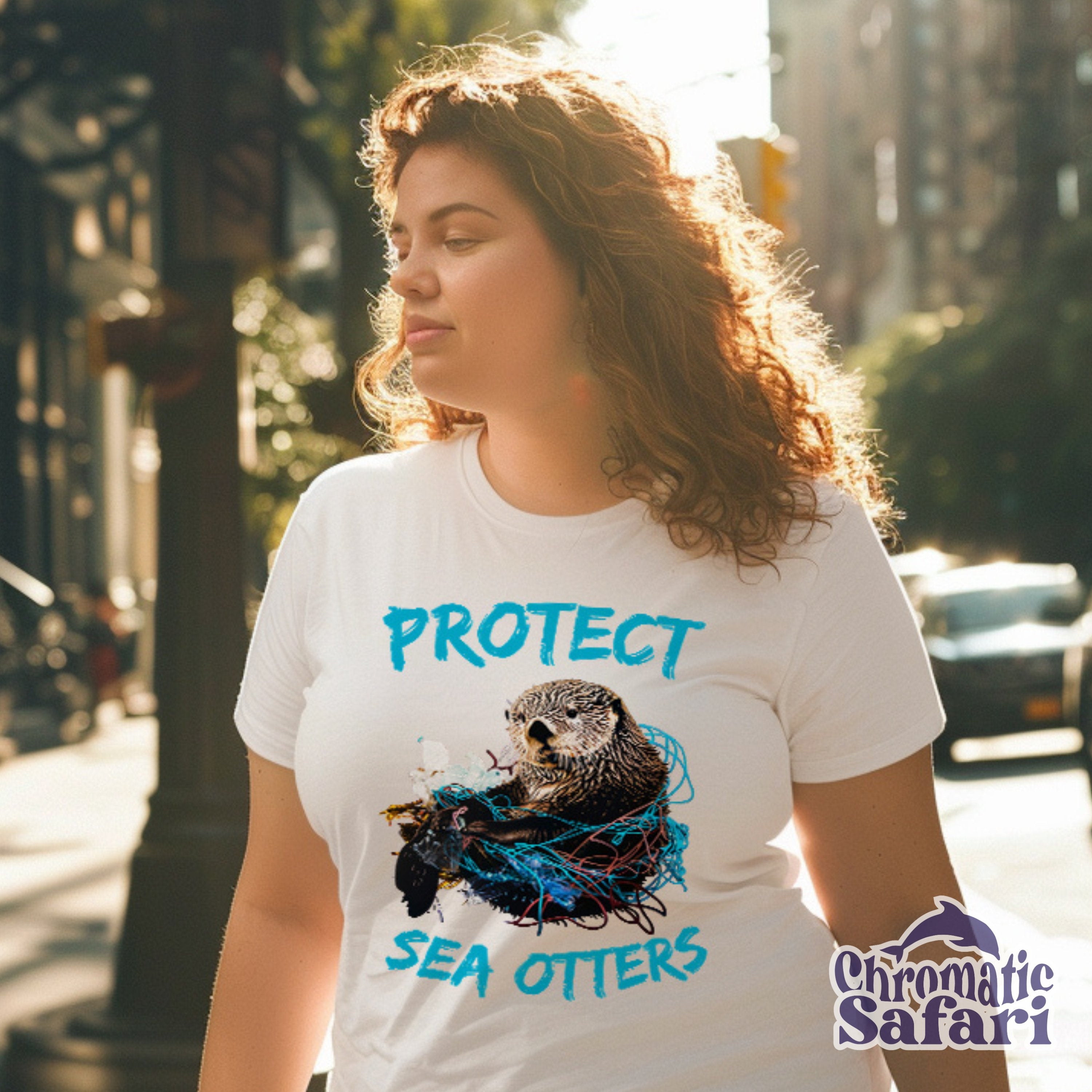 Protect Sea Otter Save The Ocean Shirt, Sealife Ocean Conservation Marine Biology Gift, For Boaters or Locals - T - Shirt - Chromatic Safari - White - S