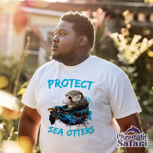 Protect Sea Otter Save The Ocean Shirt, Sealife Ocean Conservation Marine Biology Gift, For Boaters or Locals - T - Shirt - Chromatic Safari - White - S