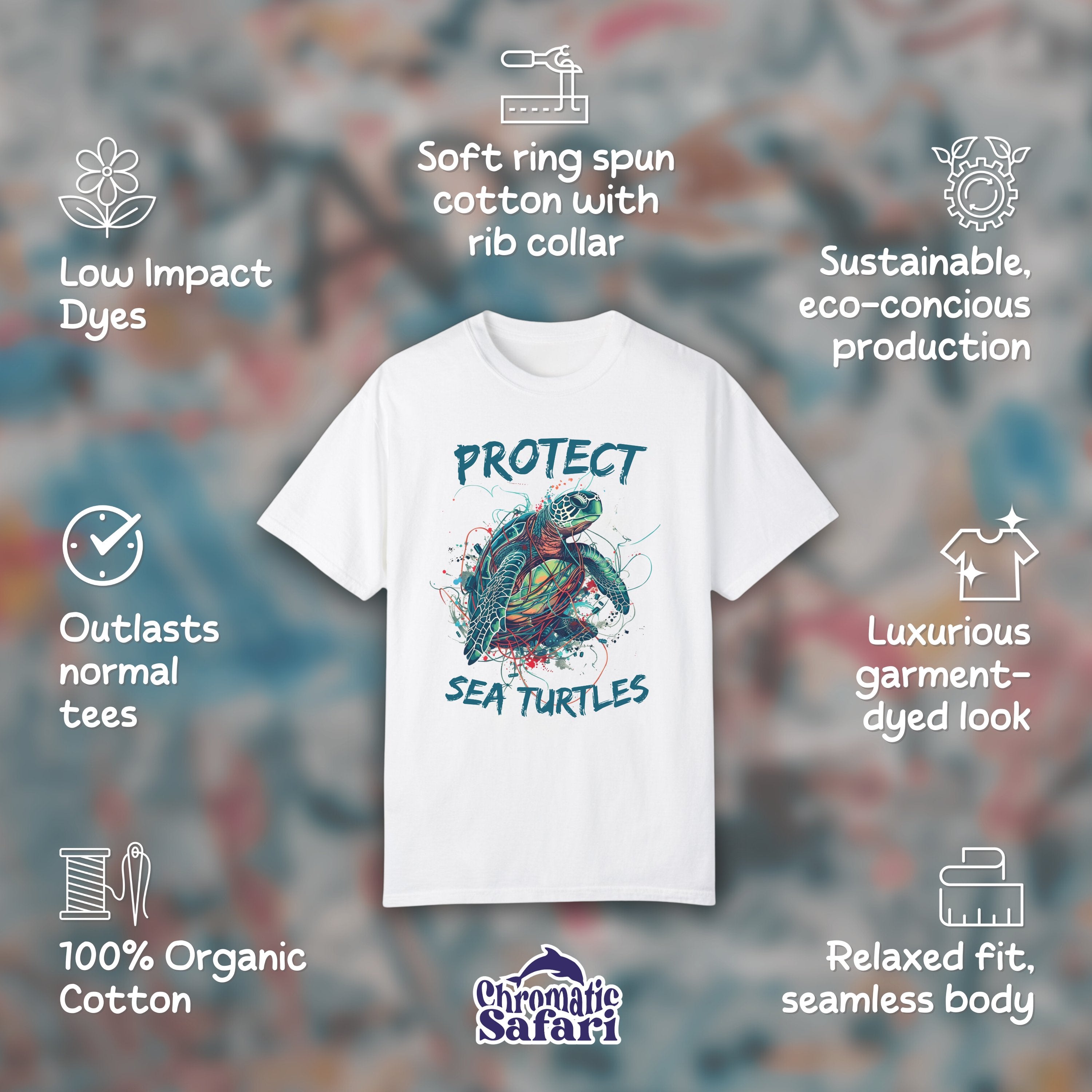 Protect Sea Turtle Shirt Retro Sea Life Tee, Sealife Ocean Conservation Marine Biology Gift, For Conservationist or Marine Biologist - T - Shirt - Chromatic Safari - White - S