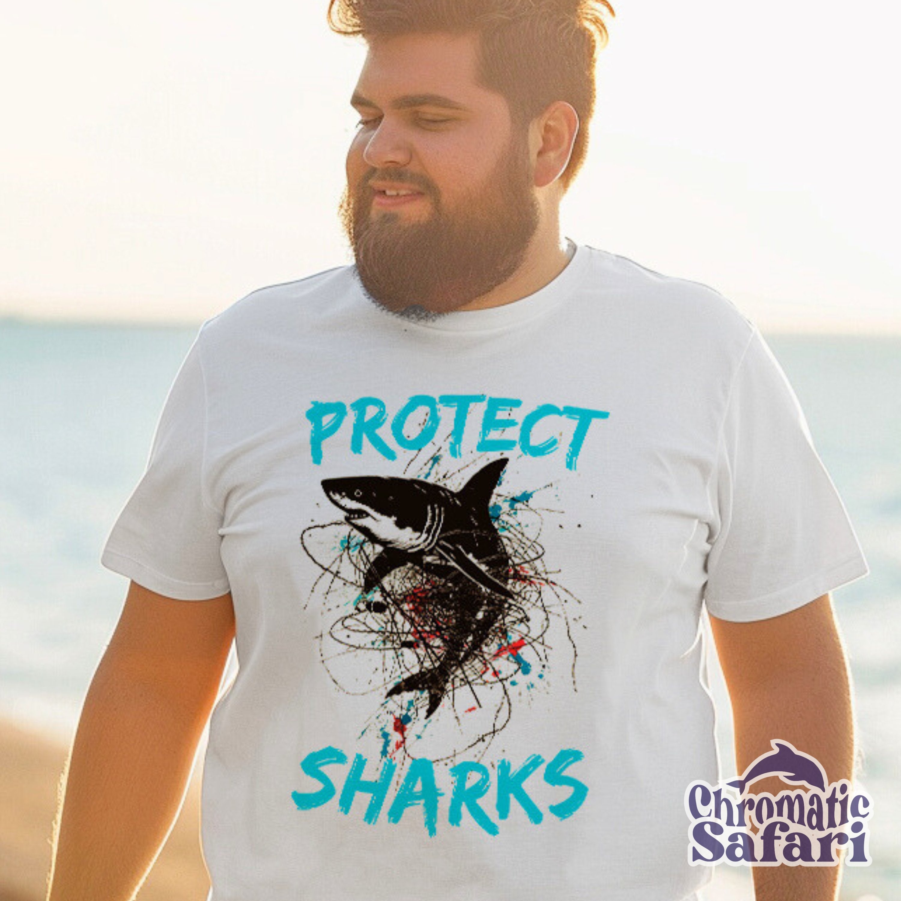 Protect Shark Awareness Shirt, Sealife Ocean Conservation Marine Biology Gift, For Locals and Biologist Gift - T - Shirt - Chromatic Safari - White - S