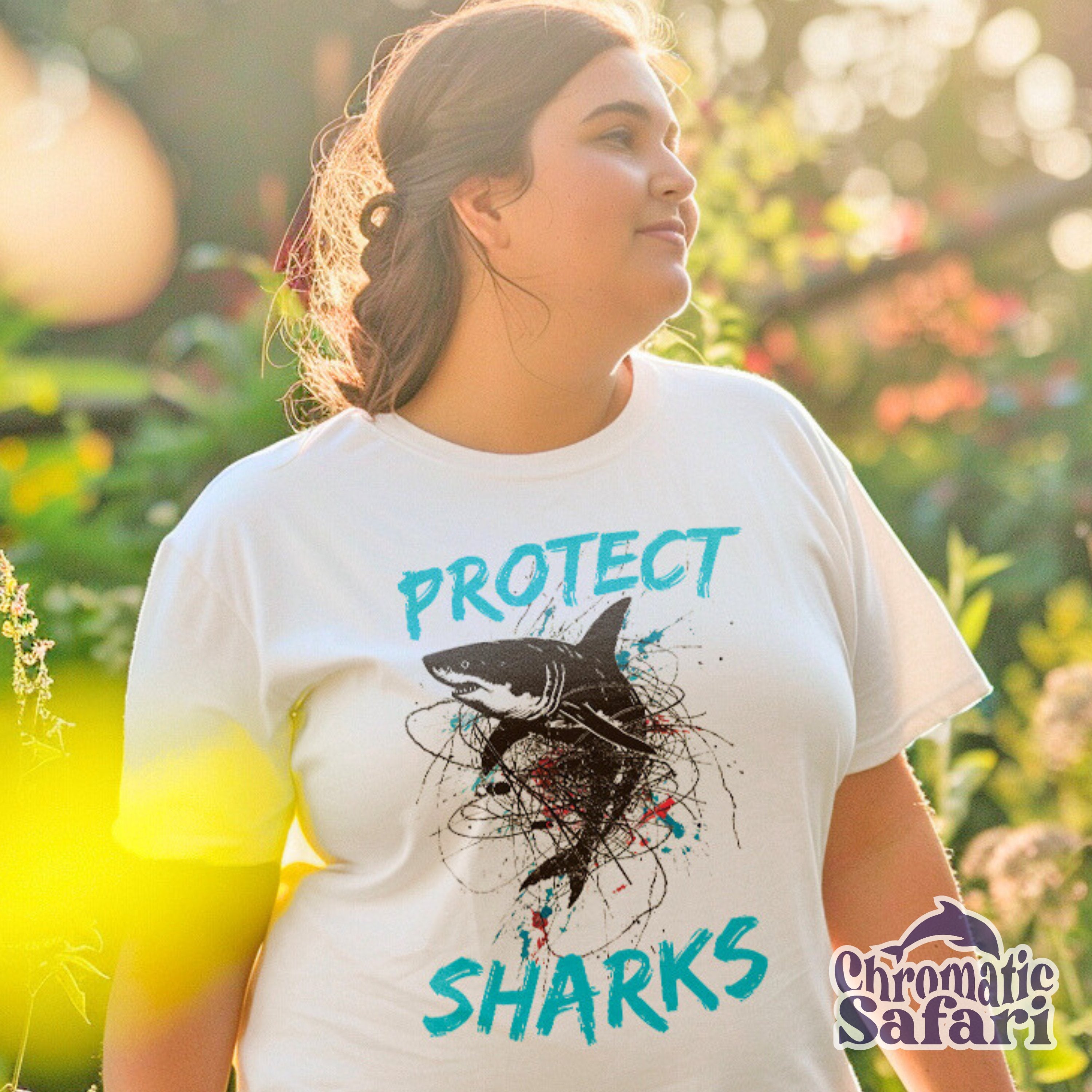 Protect Shark Awareness Shirt, Sealife Ocean Conservation Marine Biology Gift, For Locals and Biologist Gift - T - Shirt - Chromatic Safari - White - S