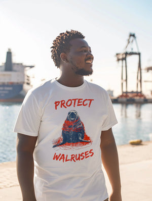 Protect Walruses Ocean Awareness Walrus Shirt, Sealife Ocean Conservation Marine Biology Gift, For Locals and Volunteers - T-Shirt - Chromatic Safari - White - S